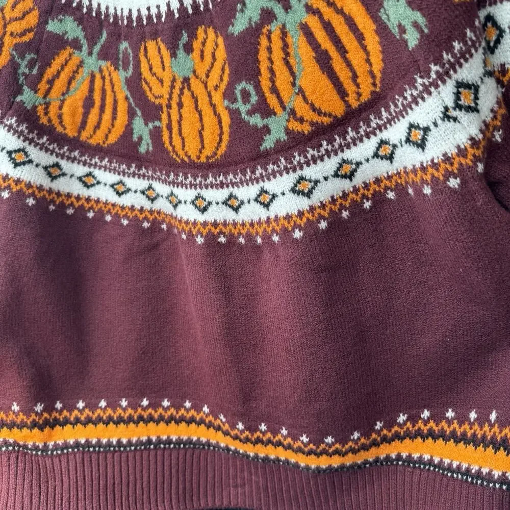 Old Navy Disney Mickey Pumpkin Cardigan Womens Large Halloween Fair Isle NWT